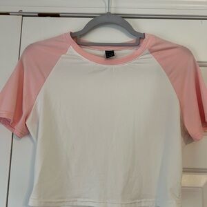 SHEIN Pink and White Casual Top